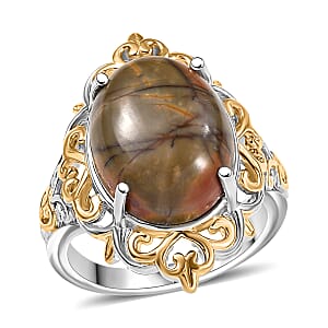 EverTrue Venus Jasper  Solitaire Ring 18K YG Plated and Platinum Bond (Size 10.0) 11.00 ctw