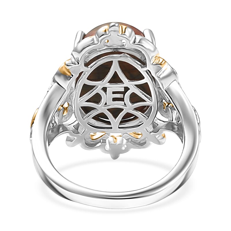 EverTrue Venus Jasper Solitaire Ring in 18K YG Plated and Platinum Bond 11.00 ctw (Size 10.0)