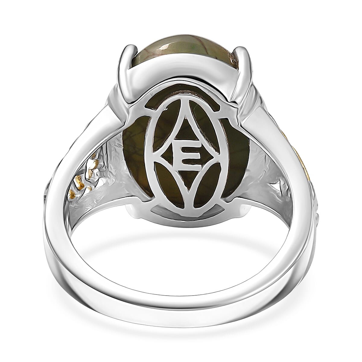 EverTrue Venus Jasper  Solitaire Ring in 18K YG Plated and Platinum Bond (Size 10.0) 11.00 ctw image number 4