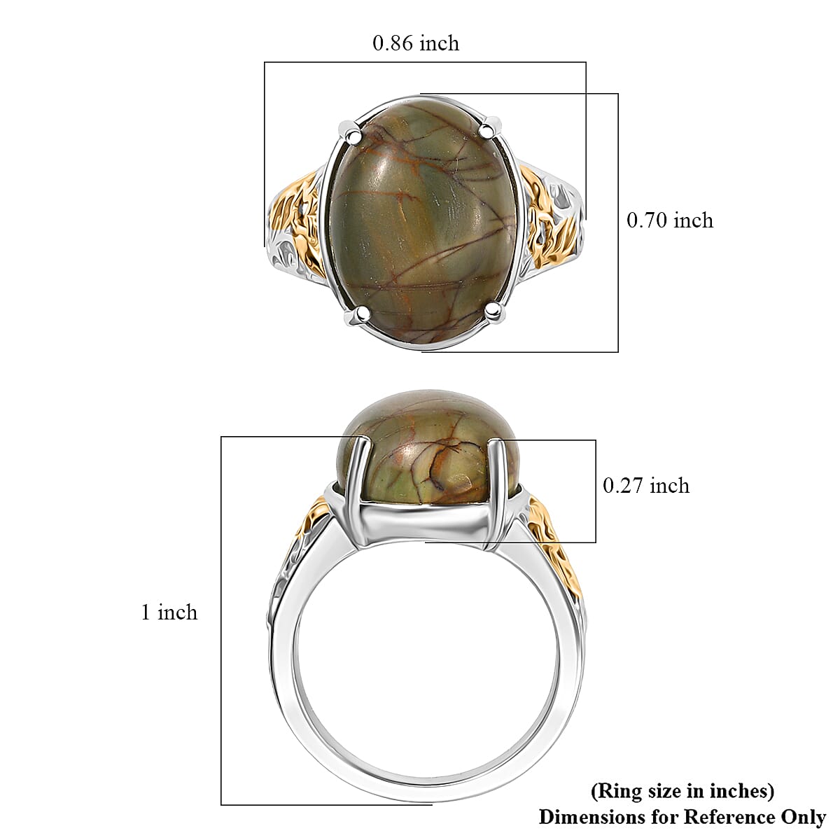 EverTrue Venus Jasper Solitaire Ring in 18K YG Plated and Platinum Bond 11.00 ctw (Size 10.0)
