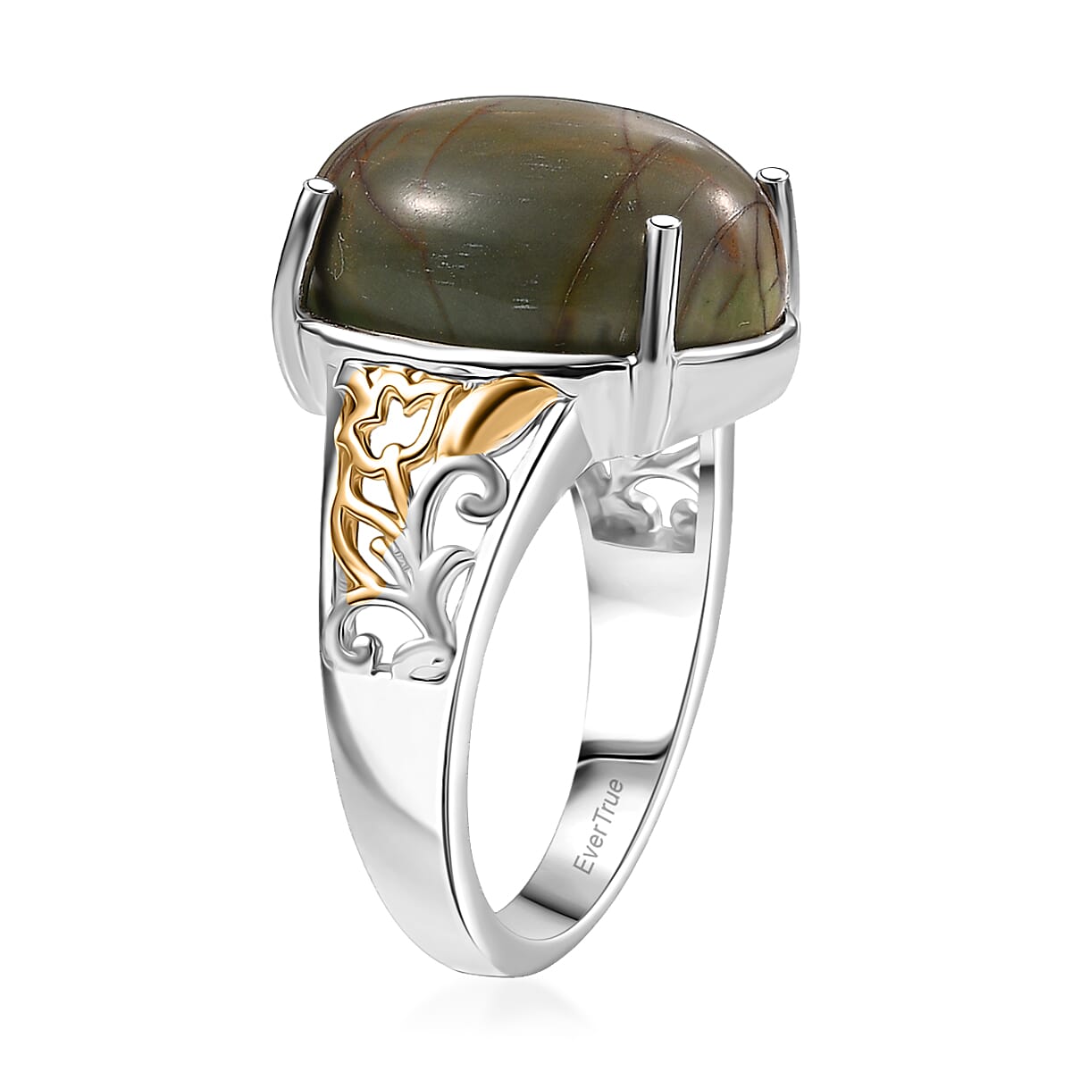 EverTrue Venus Jasper  Solitaire Ring in 18K YG Plated and Platinum Bond (Size 7.0) 11.00 ctw image number 3