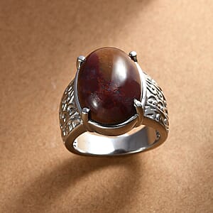 EverTrue Aqua Nueva Moss Solitaire Ring in Stainless Steel 13.20 ctw (Size 10.0)