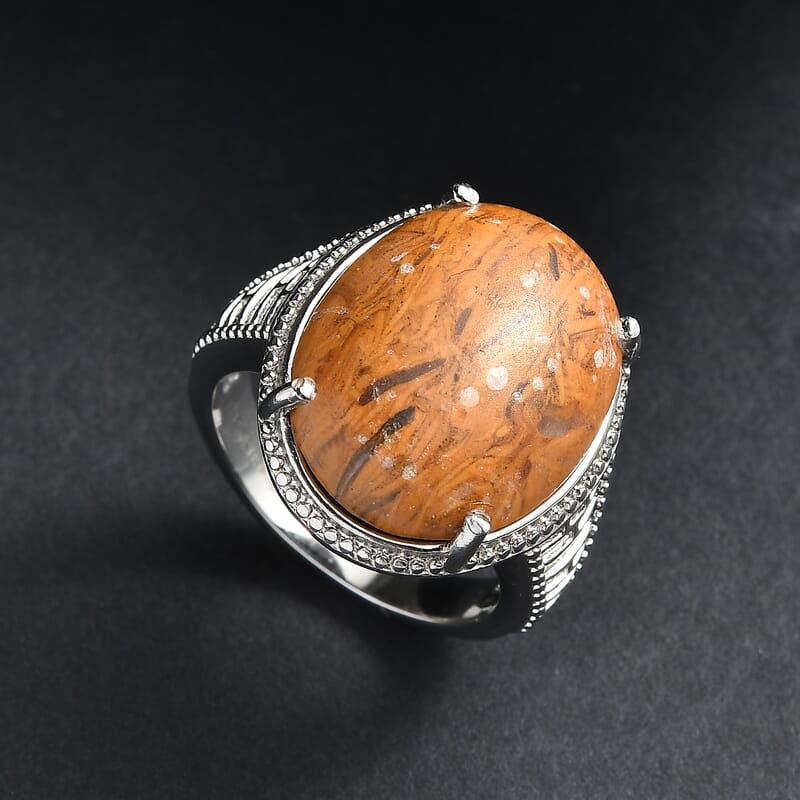 EverTrue Script Stone 12.60 ctw Solitaire Ring in Stainless Steel (Size 10.0)