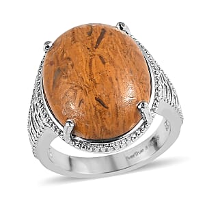 EverTrue Script Stone 12.60 ctw Solitaire Ring in Stainless Steel (Size 9.0) 