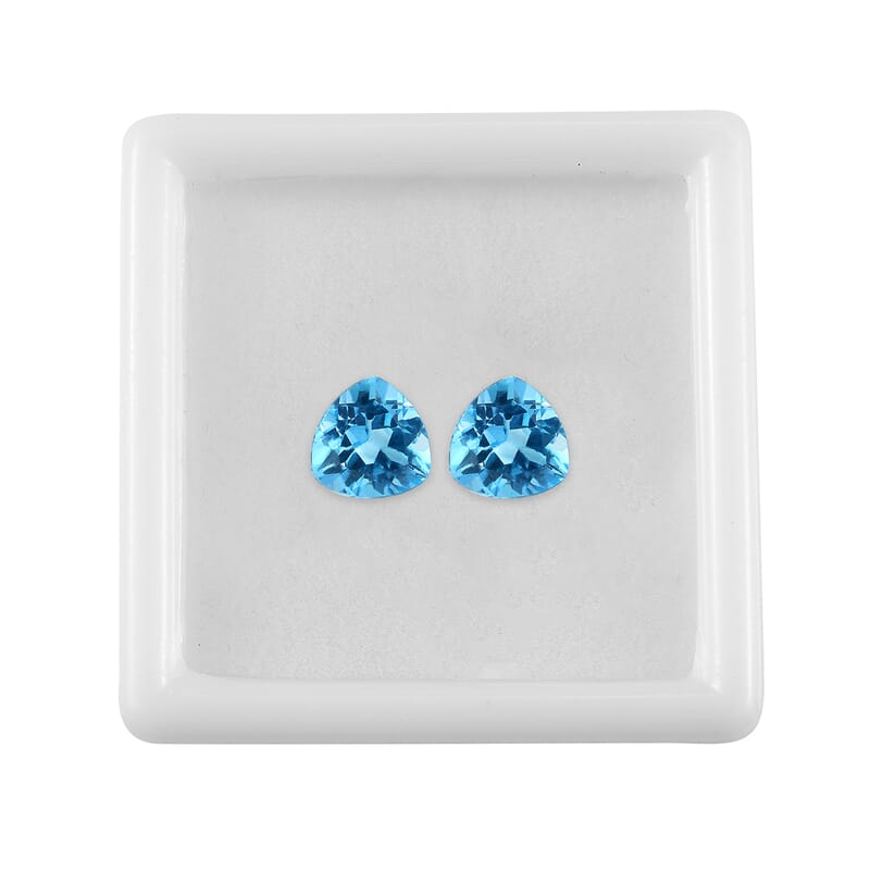 Blue Topaz Set of 2 (Trl 7 mm) 2.78 ctw Loose Gemstone
