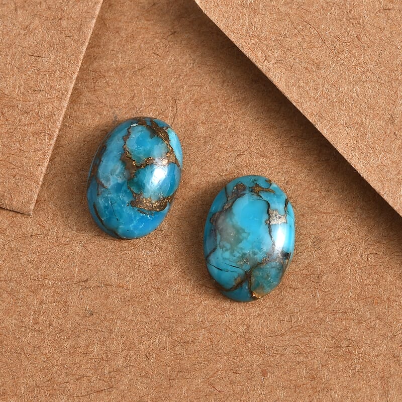 AA Mojave Blue Turquoise Set of 2 (Ovl 10x7 mm) 3.36 ctw Loose Gemstone
