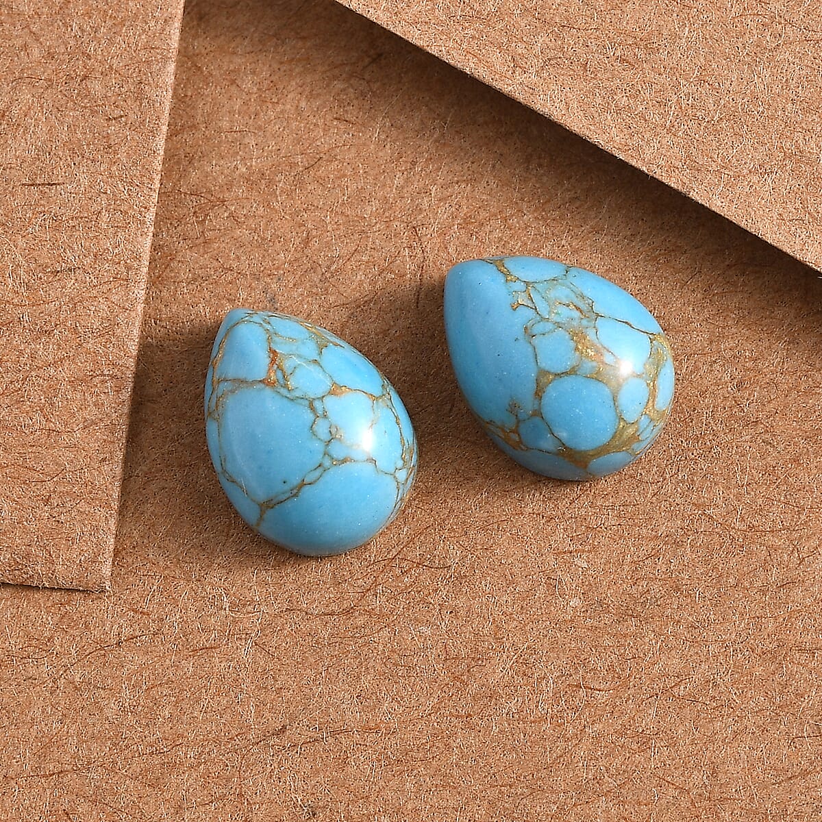 Mojave Blue Turquoise Set of 2 (Pear 8x6 mm) 2.02 ctw Loose Gemstone image number 1