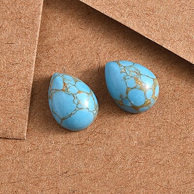 Mojave Blue Turquoise Set of 2 (Pear 8x6 mm) 2.02 ctw Loose Gemstone