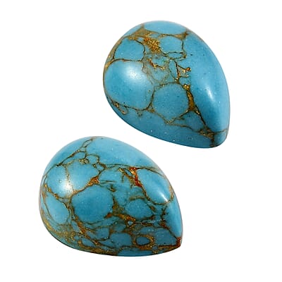 Mojave Blue Turquoise Set of 2 (Pear 8x6 mm) 2.02 ctw Loose Gemstone