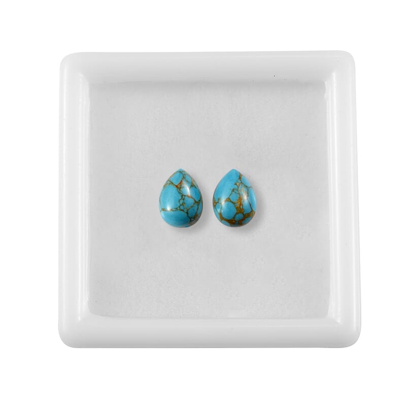 Mojave Blue Turquoise Set of 2 (Pear 8x6 mm) 2.02 ctw Loose Gemstone