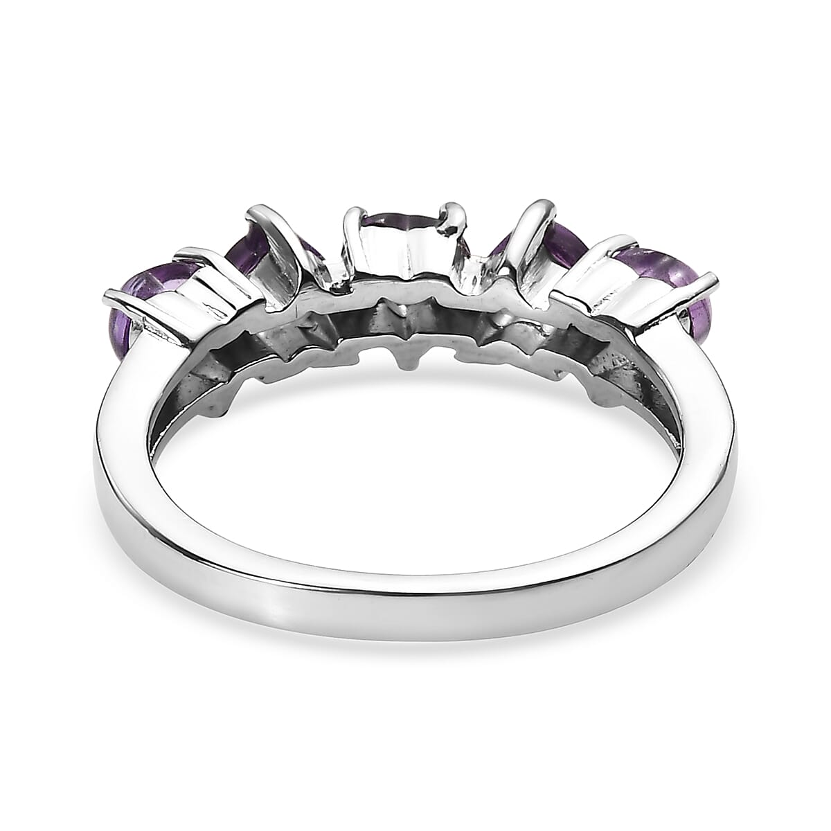 EverTrue African Amethyst 1.70 ctw 5 Stone Ring in Stainless Steel (Size 10.0)  image number 4
