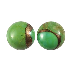 AA Mojave Green Turquoise Set of 2 (Rnd 6 mm) 1.47 ctw Loose Gemstone