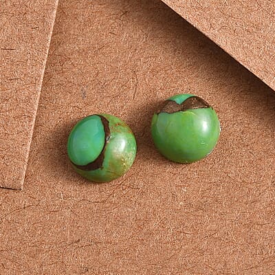AA Mojave Green Turquoise Set of 2 (Rnd 6 mm) 1.47 ctw