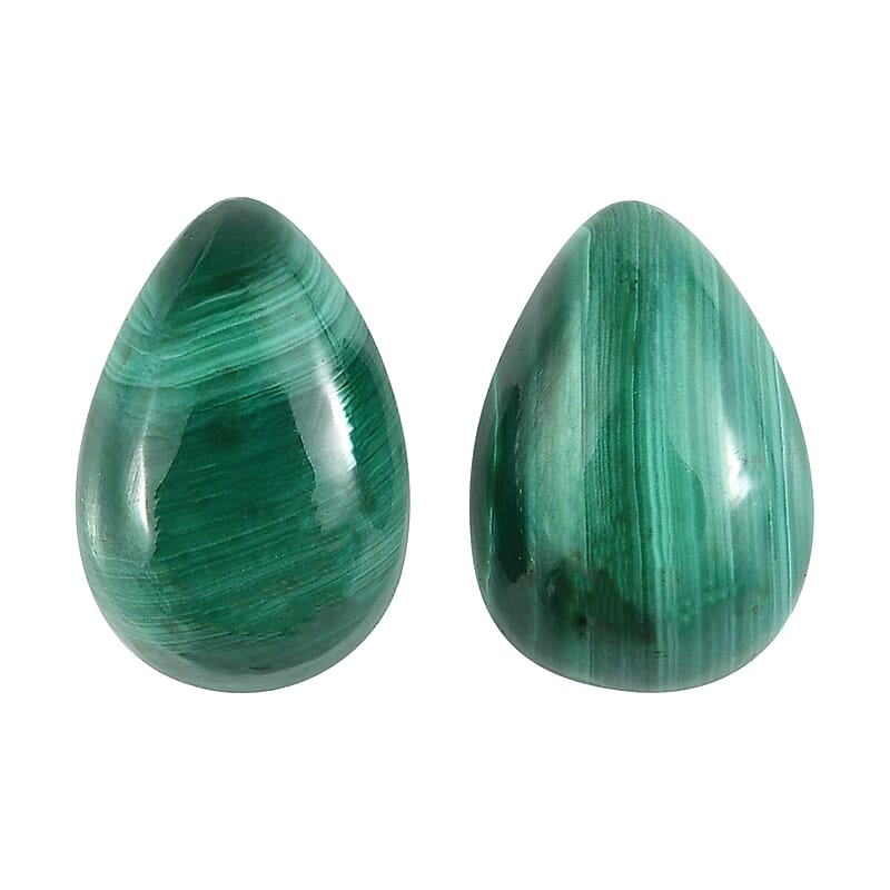 African Malachite Set of 2 (Pear 6x4 mm) 1.19 ctw Loose Gemstone