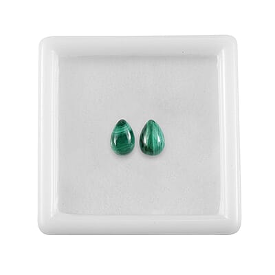African Malachite Set of 2 (Pear 6x4 mm) 1.19 ctw Loose Gemstone