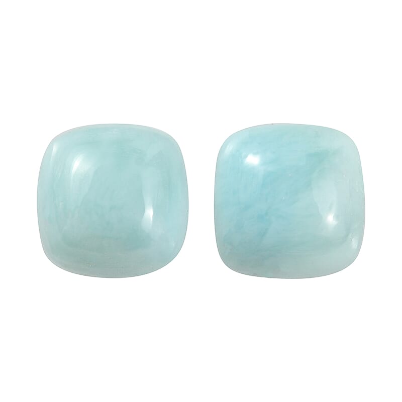 AA Larimar Set of 2 (Cush 5x5 mm) 1.41 ctw Loose Gemstone