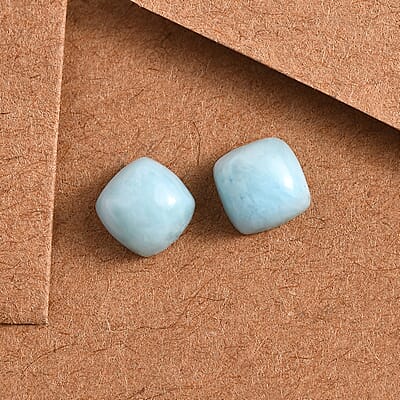 AA Larimar Set of 2 (Cush 5x5 mm) 1.41 ctw Loose Gemstone