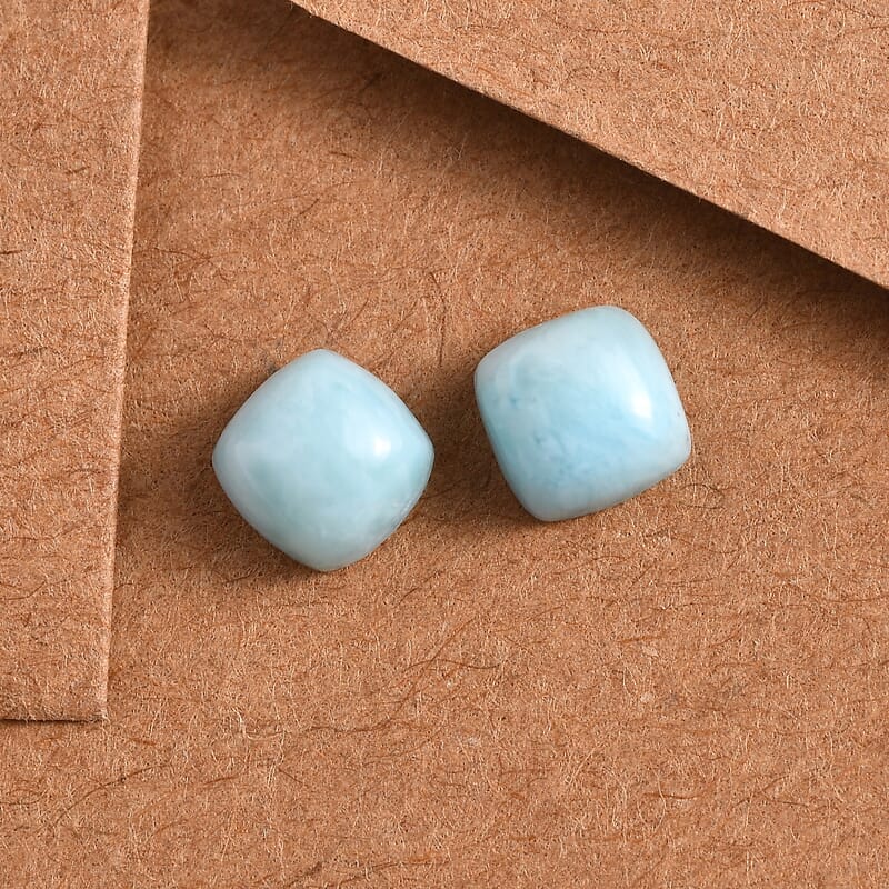 AA Larimar Set of 2 (Cush 5x5 mm) 1.41 ctw Loose Gemstone