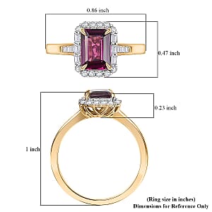 Luxoro AAA Radiant Ember Garnet and I2 Diamond 2.15 ctw Ring in 10K Yellow Gold (Size 10.0)