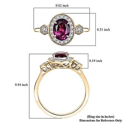 Certified & Appraised Luxoro 10K Yellow Gold AAA Radiant Ember Garnet, Diamond (G-H, I2) (0.29 cts) Ring (Size 12.0) 1.67 ctw