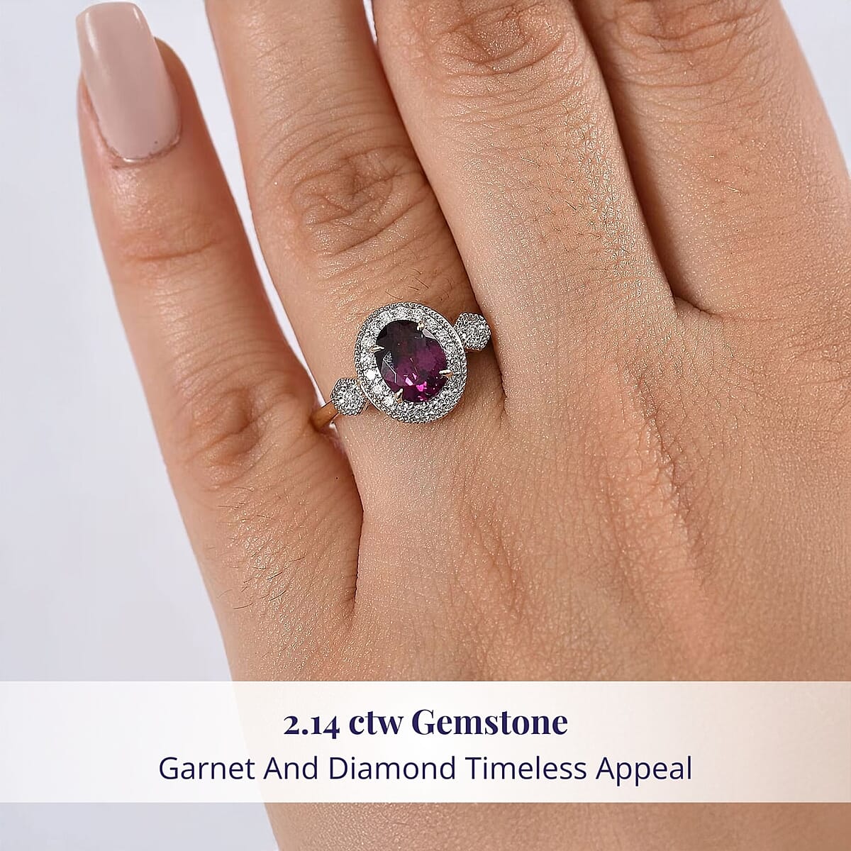 Luxoro 10K Yellow Gold AAA Radiant Ember Garnet, Diamond (G-H, I2) (0.29 cts) Ring (Size 5.5) 1.67 ctw image number 1