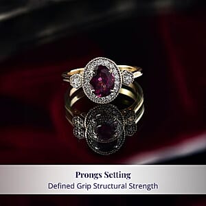 Luxoro 10K Yellow Gold AAA Radiant Ember Garnet, Diamond (G-H, I2) (0.29 cts) Ring (Size 5.5) 1.67 ctw