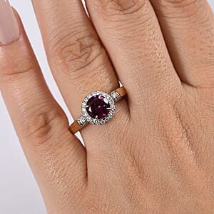 Certified & Appraised Luxoro AAA Radiant Ember Garnet and G-H I2 Diamond 1.67 ctw Ring in 10K Yellow Gold (Size 6.0)