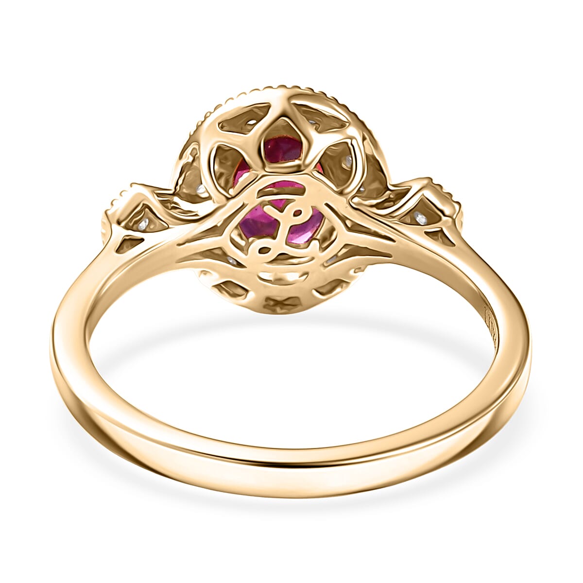 Luxoro AAA Radiant Ember Garnet and G-H I2 Diamond 1.67 ctw Ring in 10K Yellow Gold (Size 6.0) image number 4