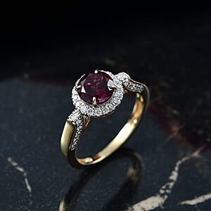 Luxoro AAA Radiant Ember Garnet and G-H I2 Diamond 2.14 ctw Ring in 10K Yellow Gold (Size 10.0)