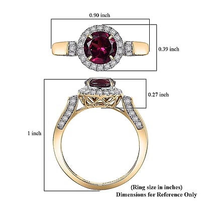 Certified & Appraised Luxoro AAA Radiant Ember Garnet and G-H I2 Diamond 2.14 ctw Ring in 10K Yellow Gold (Size 10.0)