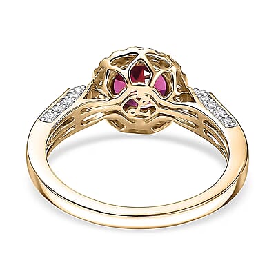Certified & Appraised Luxoro AAA Radiant Ember Garnet and G-H I2 Diamond 2.14 ctw Ring in 10K Yellow Gold (Size 10.0)
