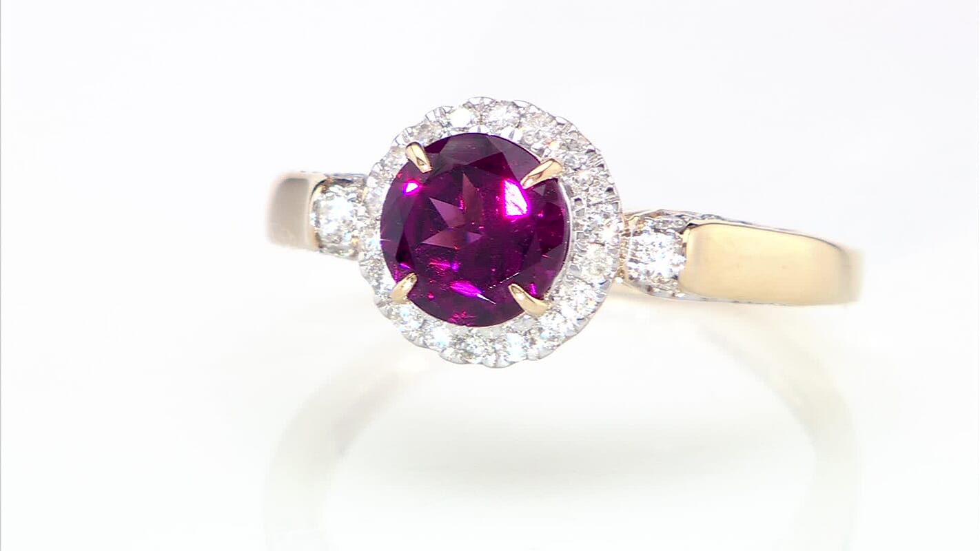 Luxoro AAA Radiant Ember Garnet and G-H I2 Diamond 2.14 ctw Ring in 10K Yellow Gold (Size 10.0)