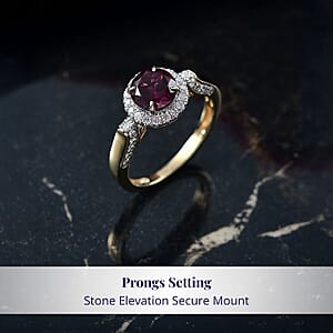 Luxoro AAA Radiant Ember Garnet and G-H I2 Diamond 2.14 ctw Ring in 10K Yellow Gold (Size 6.0)