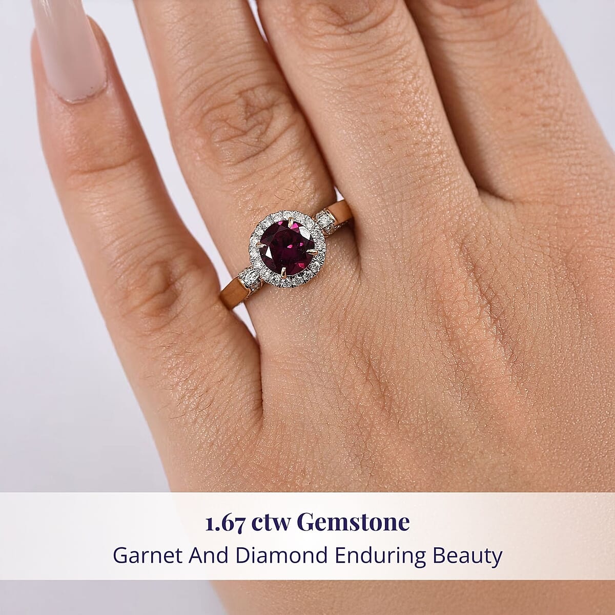 Luxoro AAA Radiant Ember Garnet and G-H I2 Diamond 2.14 ctw Ring in 10K Yellow Gold (Size 6.5) image number 1