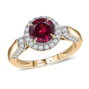 Luxoro AAA Radiant Ember Garnet and G-H I2 Diamond 2.14 ctw Ring in 10K Yellow Gold (Size 7.0)
