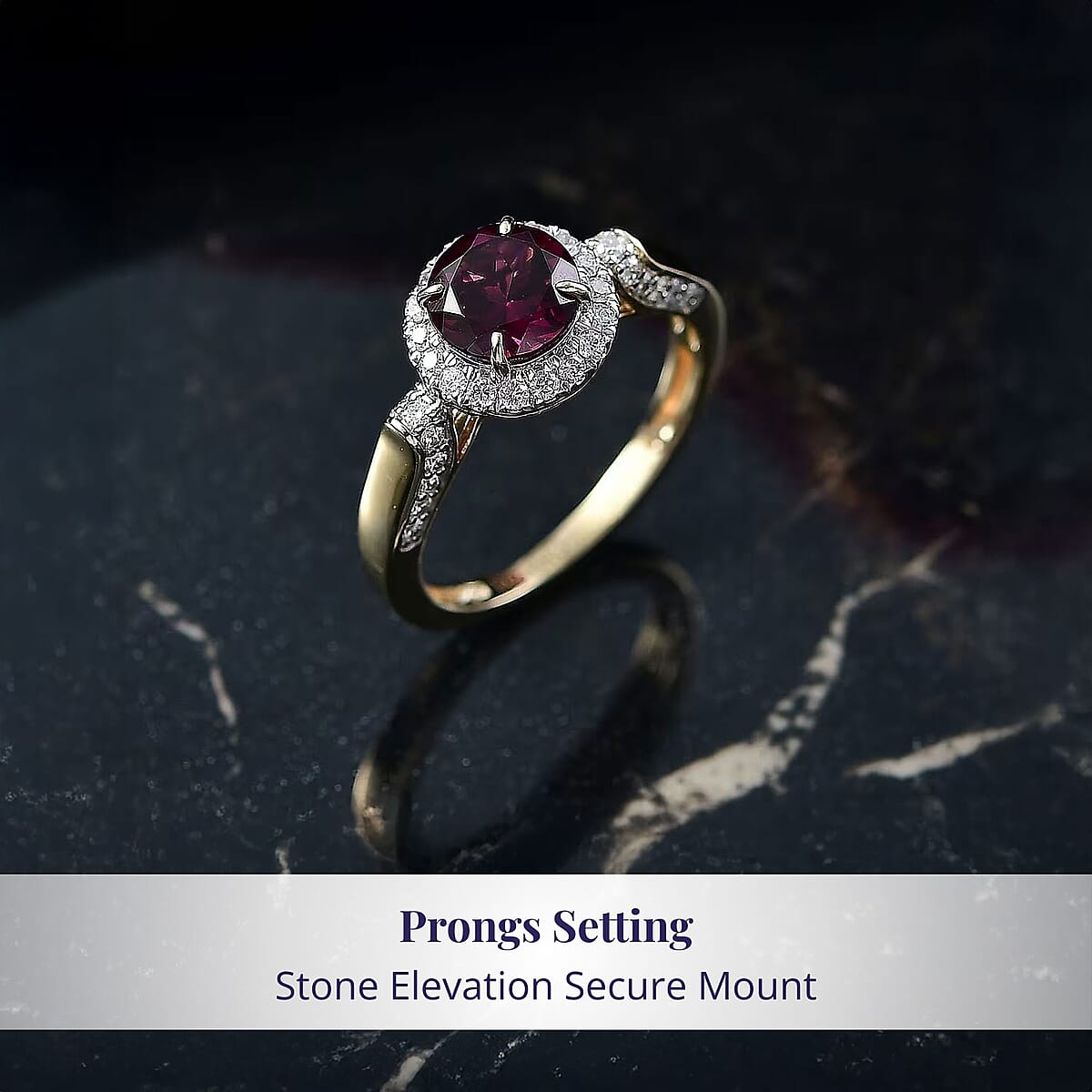 Luxoro AAA Radiant Ember Garnet and G-H I2 Diamond 2.14 ctw Ring in 10K Yellow Gold (Size 7.5) image number 3