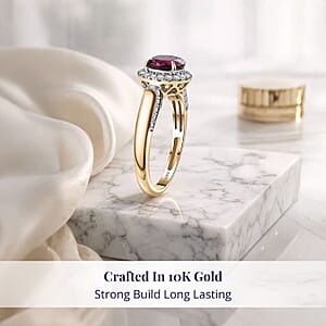 Luxoro AAA Radiant Ember Garnet and G-H I2 Diamond 2.14 ctw Ring in 10K Yellow Gold (Size 9.0)