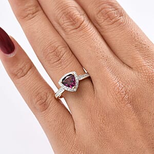 Luxoro AAA Radiant Ember Garnet and G-H I2 Diamond 1.65 ctw Ring in 10K Yellow Gold (Size 10.5)