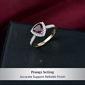 Certified & Appraised Luxoro AAA Radiant Ember Garnet and G-H I2 Diamond 1.65 ctw Ring in 10K Yellow Gold (Size 11.0)