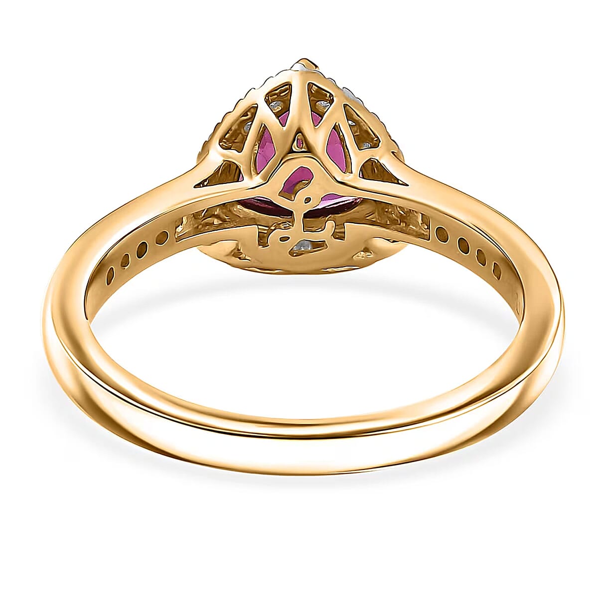 Luxoro AAA Radiant Ember Garnet and G-H I2 Diamond 1.65 ctw Ring in 10K Yellow Gold (Size 11.0) image number 6