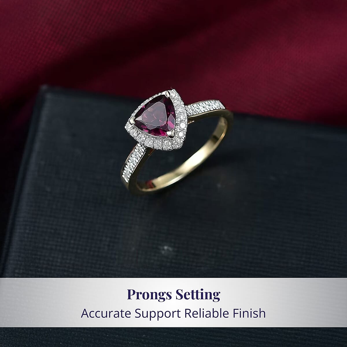 Luxoro AAA Radiant Ember Garnet and G-H I2 Diamond 1.65 ctw Ring in 10K Yellow Gold (Size 12.0) image number 3