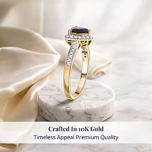 Luxoro AAA Radiant Ember Garnet and G-H I2 Diamond 1.65 ctw Ring in 10K Yellow Gold (Size 6.0)