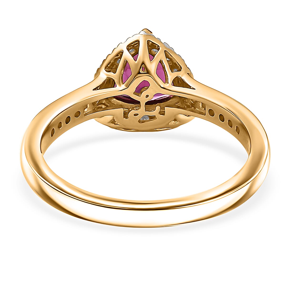 Luxoro AAA Radiant Ember Garnet and G-H I2 Diamond 1.65 ctw Ring in 10K Yellow Gold (Size 8.0) image number 4