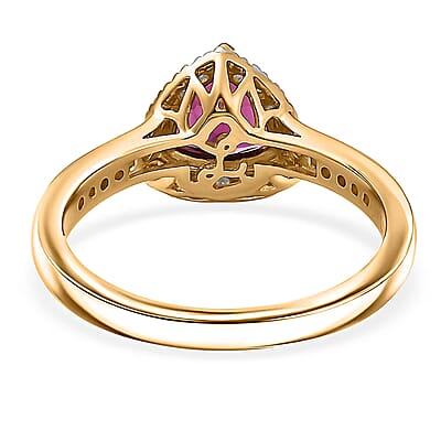Certified & Appraised Luxoro AAA Radiant Ember Garnet and G-H I2 Diamond 1.65 ctw Ring in 10K Yellow Gold (Size 8.0)