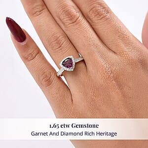 Certified & Appraised Luxoro AAA Radiant Ember Garnet and G-H I2 Diamond 1.65 ctw Ring in 10K Yellow Gold (Size 8.5)