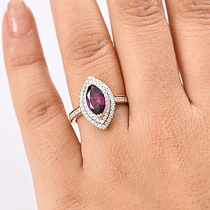 Luxoro AAA Radiant Ember Garnet and I2 Diamond 2.54 ctw Ring in 10K Yellow Gold (Size 10.0)