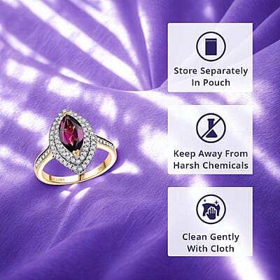 Luxoro AAA Radiant Ember Garnet and I2 Diamond 2.54 ctw Ring in 10K Yellow Gold (Size 8.0)