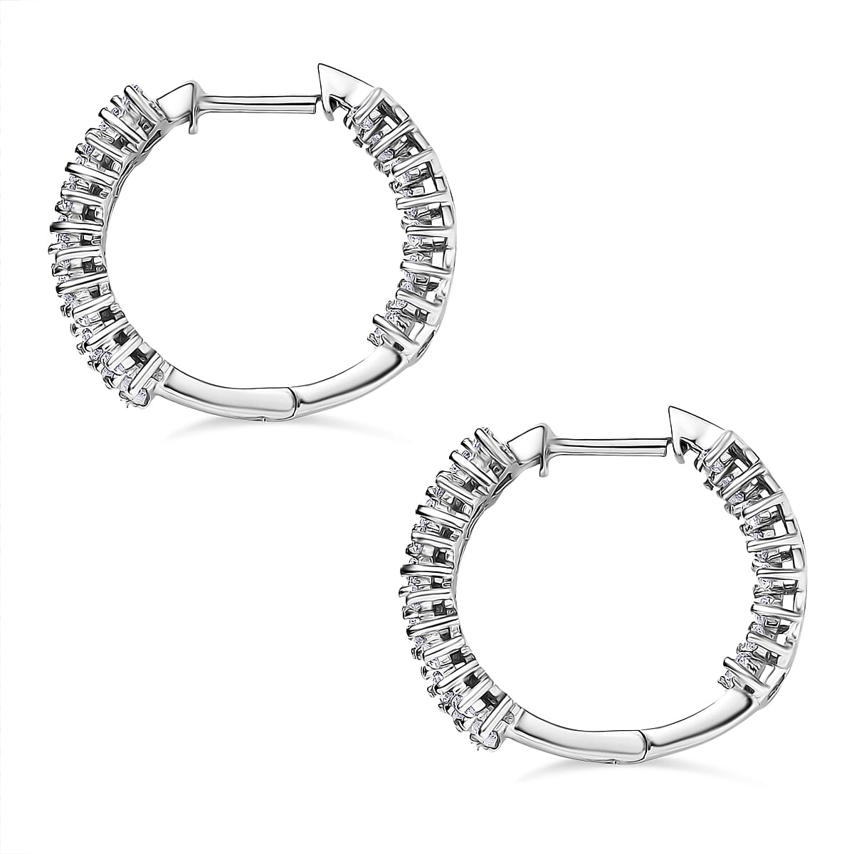 D’Joy White Zircon 3.45 ctw Hoop Earrings in Rhodium Over Sterling Silver  image number 3