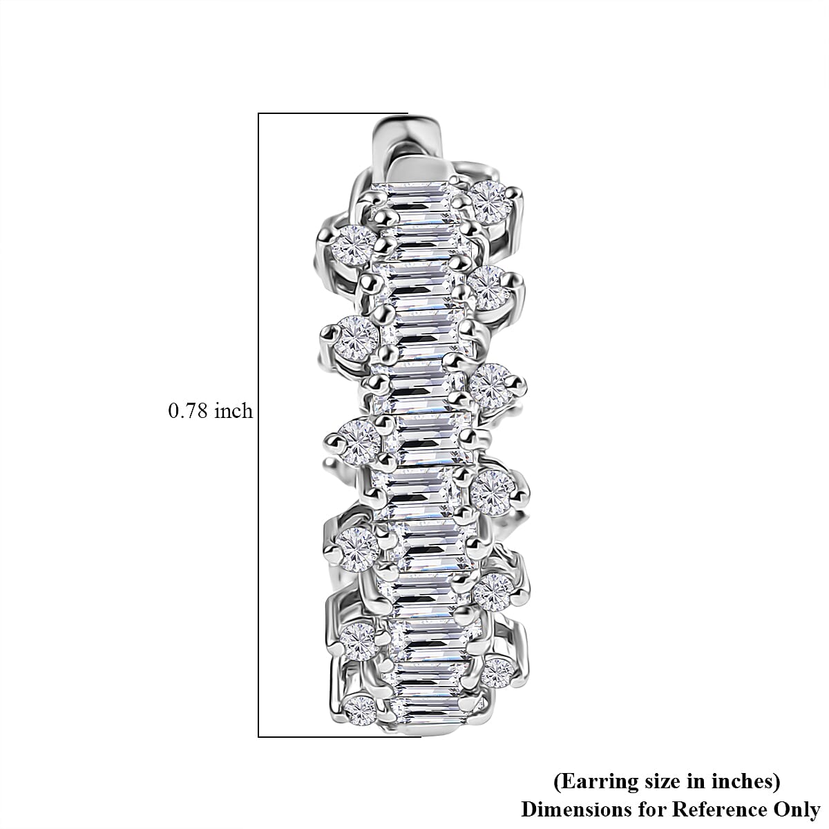 D’Joy White Zircon 3.45 ctw Sunburst Hoop Earrings in Rhodium Over Sterling Silver 