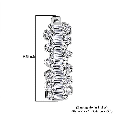 D’Joy White Zircon 3.45 ctw Sunburst Hoop Earrings in Rhodium Over Sterling Silver 